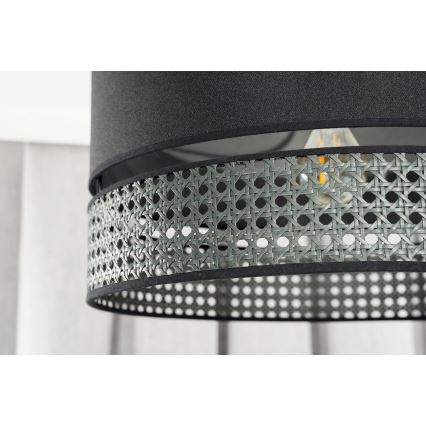 Duolla - Lustr na lanku DOUBLE RATTAN 1xE27/15W/230V pr. 40 cm černá