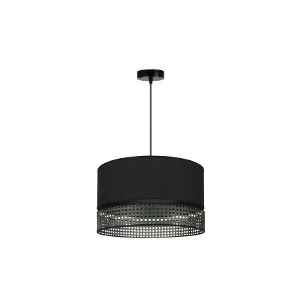 Duolla - Lustr na lanku DOUBLE RATTAN 1xE27/15W/230V pr. 40 cm černá