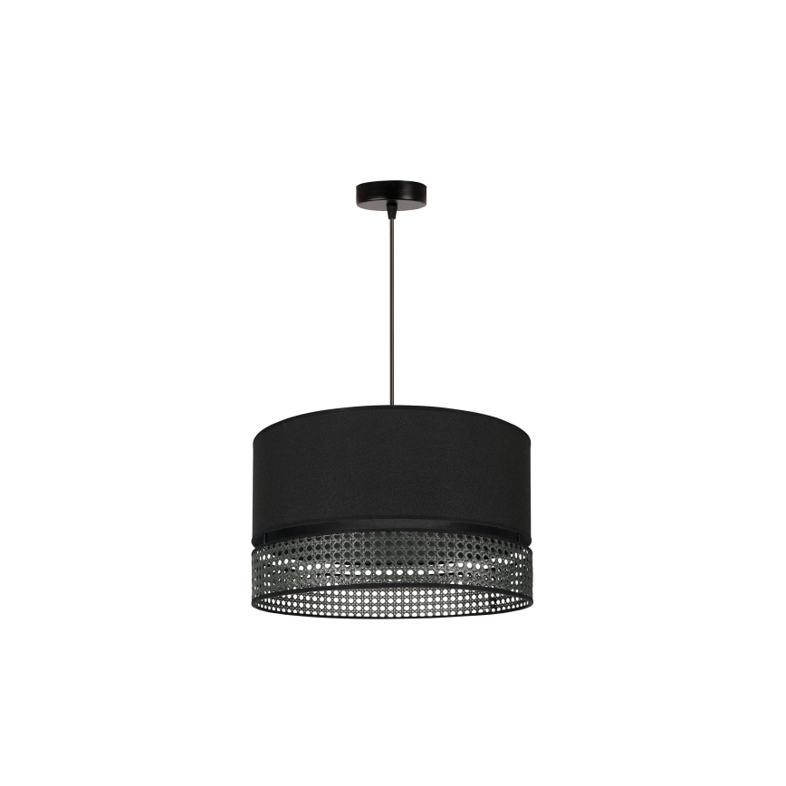 Duolla - Lustr na lanku DOUBLE RATTAN 1xE27/15W/230V pr. 40 cm černá