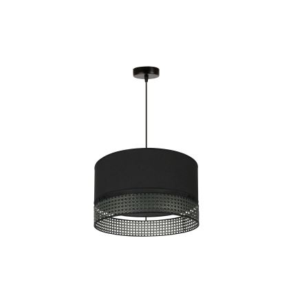 Duolla - Lustr na lanku DOUBLE RATTAN 1xE27/15W/230V pr. 40 cm černá