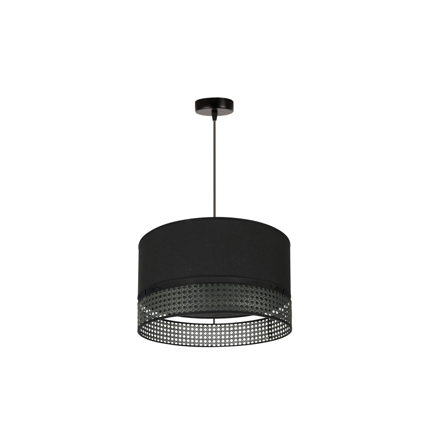 Duolla - Lustr na lanku DOUBLE RATTAN 1xE27/15W/230V pr. 40 cm černá