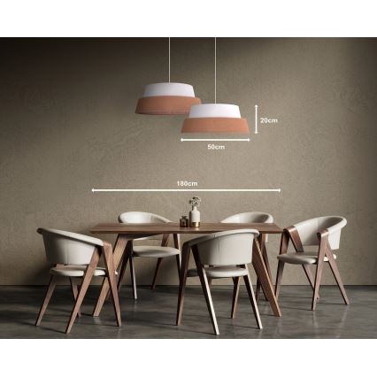 Duolla - Lustr na lanku GALAXY 1xE27/15W/230V pr. 50 cm hnědá/bílá