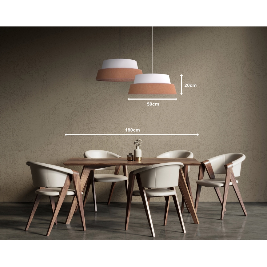 Duolla - Lustr na lanku GALAXY 1xE27/15W/230V pr. 50 cm hnědá/bílá