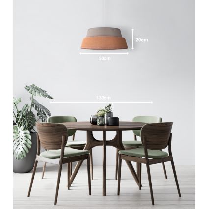 Duolla - Lustr na lanku GALAXY 1xE27/40W/230V pr. 50 cm šedá/hnědá