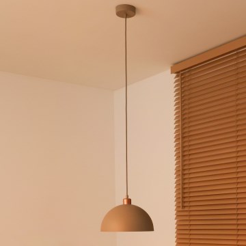 Duolla - Lustr na lanku IRONLINE 1xE27/15W/230V pr. 27 cm béžová/měděná