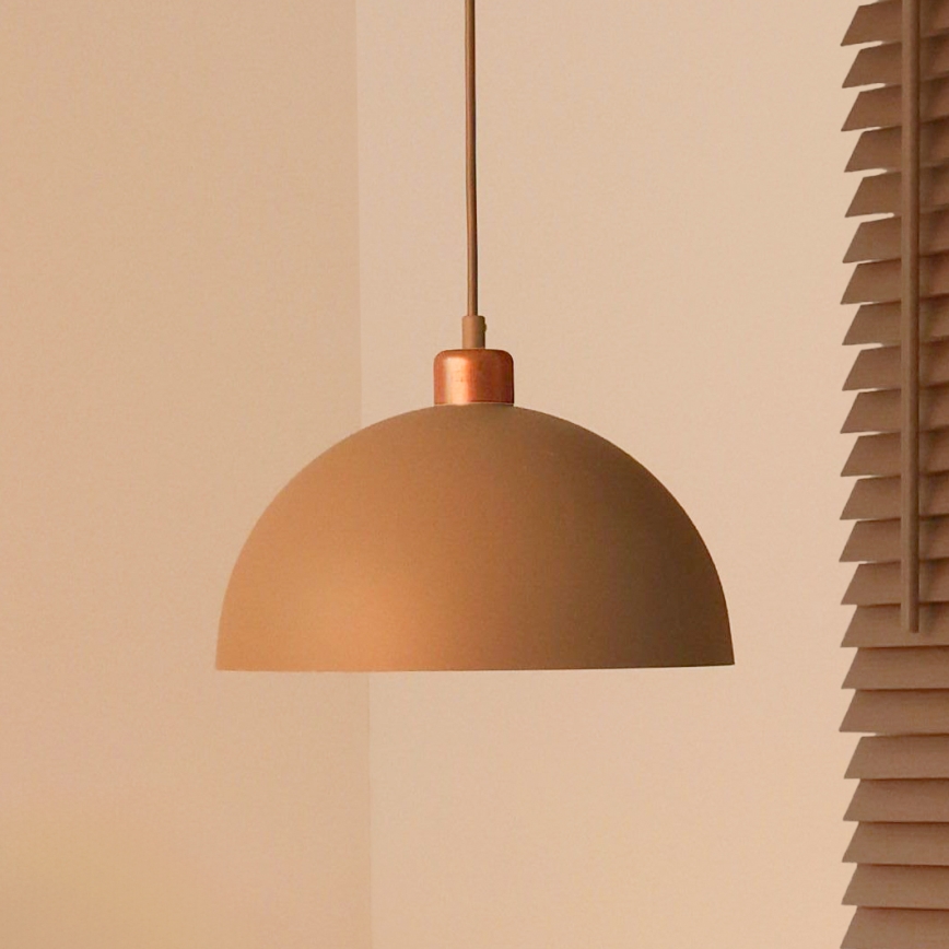 Duolla - Lustr na lanku IRONLINE 1xE27/15W/230V pr. 27 cm béžová/měděná