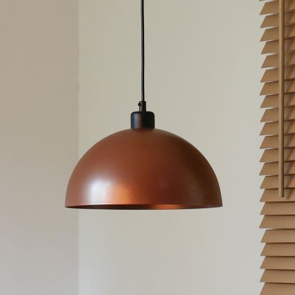 Duolla - Lustr na lanku IRONLINE 1xE27/15W/230V pr. 27 cm měděná/černá