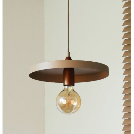 Duolla - Lustr na lanku IRONLINE 1xE27/15W/230V pr. 30 cm béžová/měděná