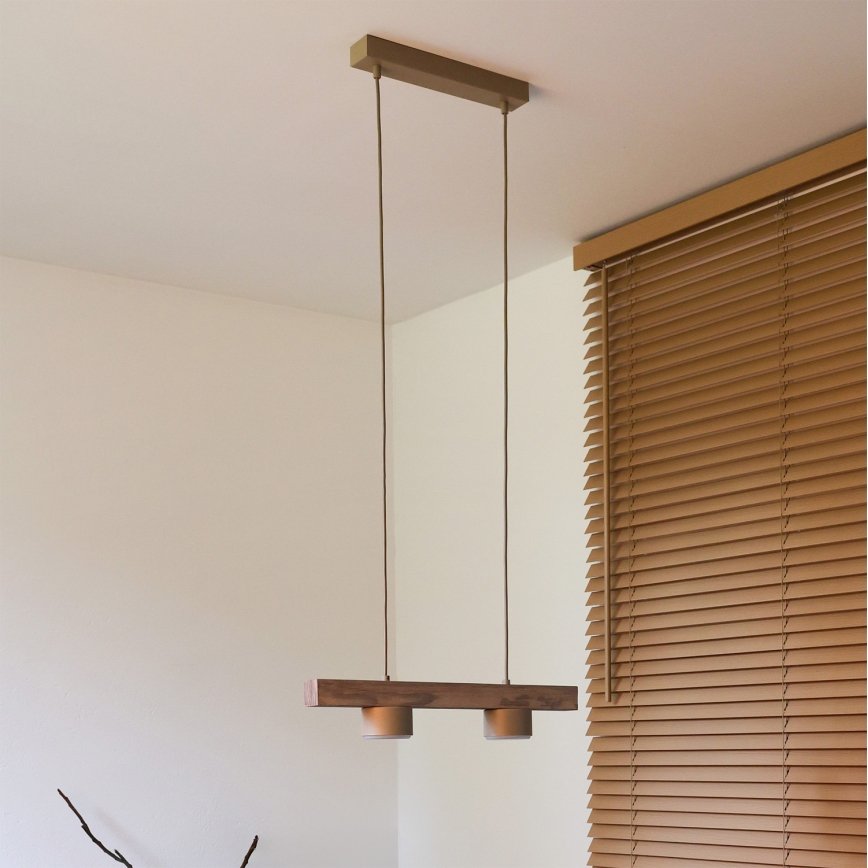 Duolla - Lustr na lanku IRONLINE 2xGX53/3W/230V borovice dub/béžová