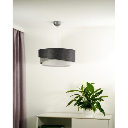 Duolla - Lustr na lanku KOBO 1xE27/15W/230V pr. 45 cm antracit/šedá/bílá