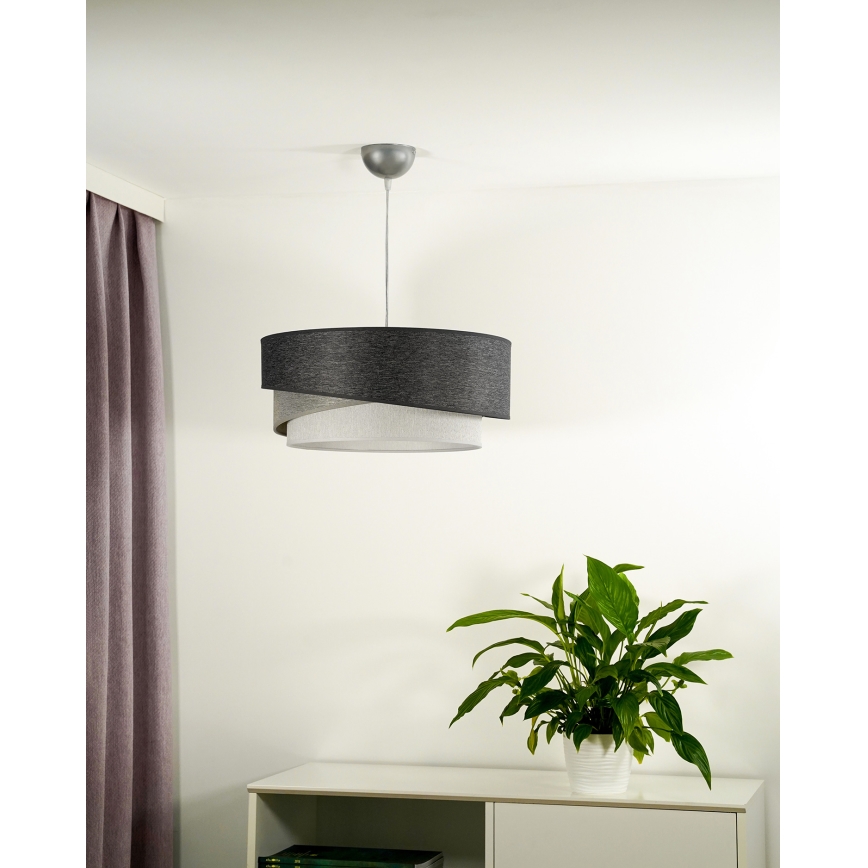 Duolla - Lustr na lanku KOBO 1xE27/15W/230V pr. 45 cm antracit/šedá/bílá