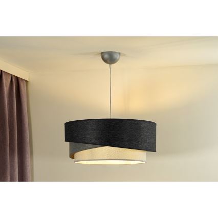 Duolla - Lustr na lanku KOBO 1xE27/15W/230V pr. 45 cm antracit/šedá/bílá