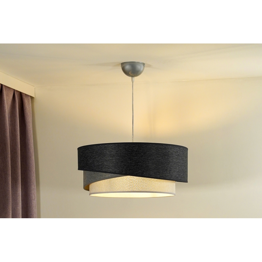 Duolla - Lustr na lanku KOBO 1xE27/15W/230V pr. 45 cm antracit/šedá/bílá