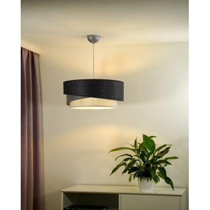 Duolla - Lustr na lanku KOBO 1xE27/15W/230V pr. 45 cm antracit/šedá/bílá