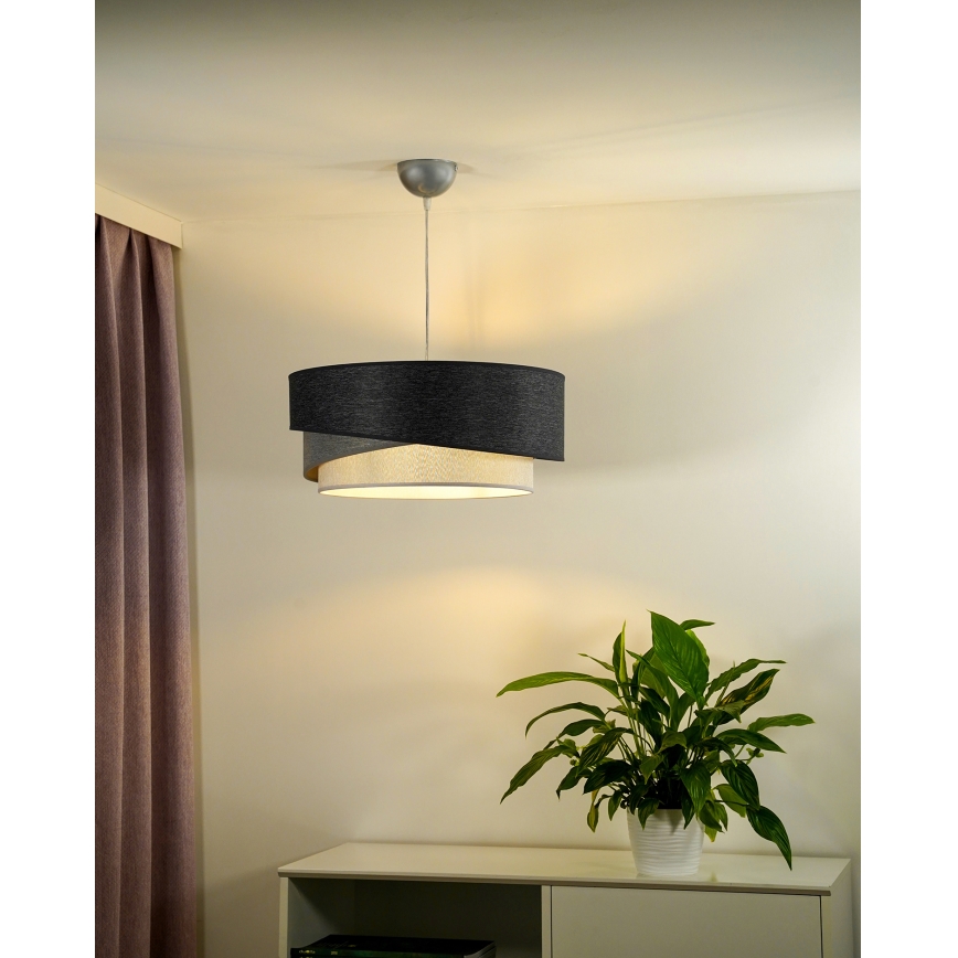 Duolla - Lustr na lanku KOBO 1xE27/15W/230V pr. 45 cm antracit/šedá/bílá