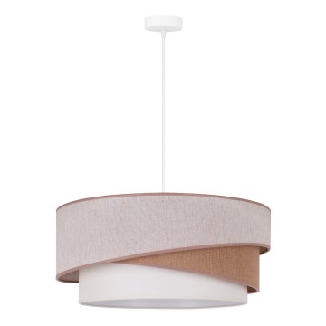 Duolla - Lustr na lanku KOBO 1xE27/15W/230V pr. 45 cm béžová/hnědá/bílá