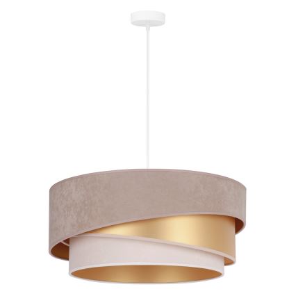 Duolla - Lustr na lanku KOBO 1xE27/15W/230V pr. 45 cm béžová/zlatá/krémová