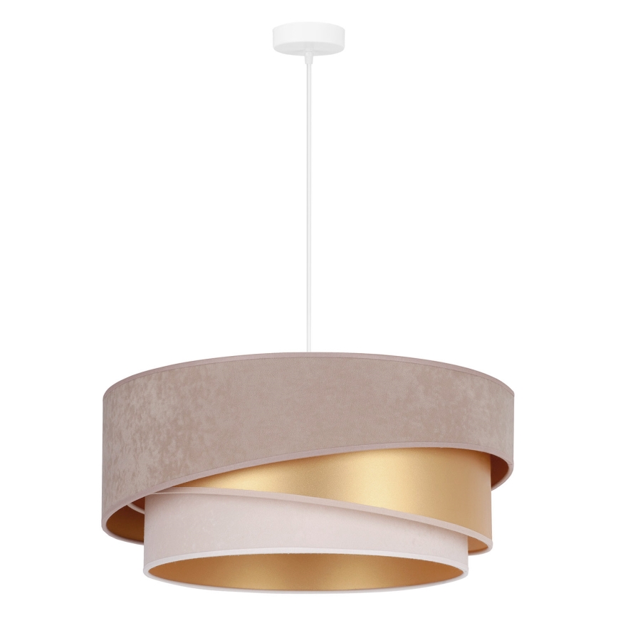 Duolla - Lustr na lanku KOBO 1xE27/15W/230V pr. 45 cm béžová/zlatá/krémová