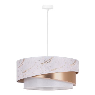 Duolla - Lustr na lanku KOBO 1xE27/15W/230V pr. 45 cm bílá/rosegold