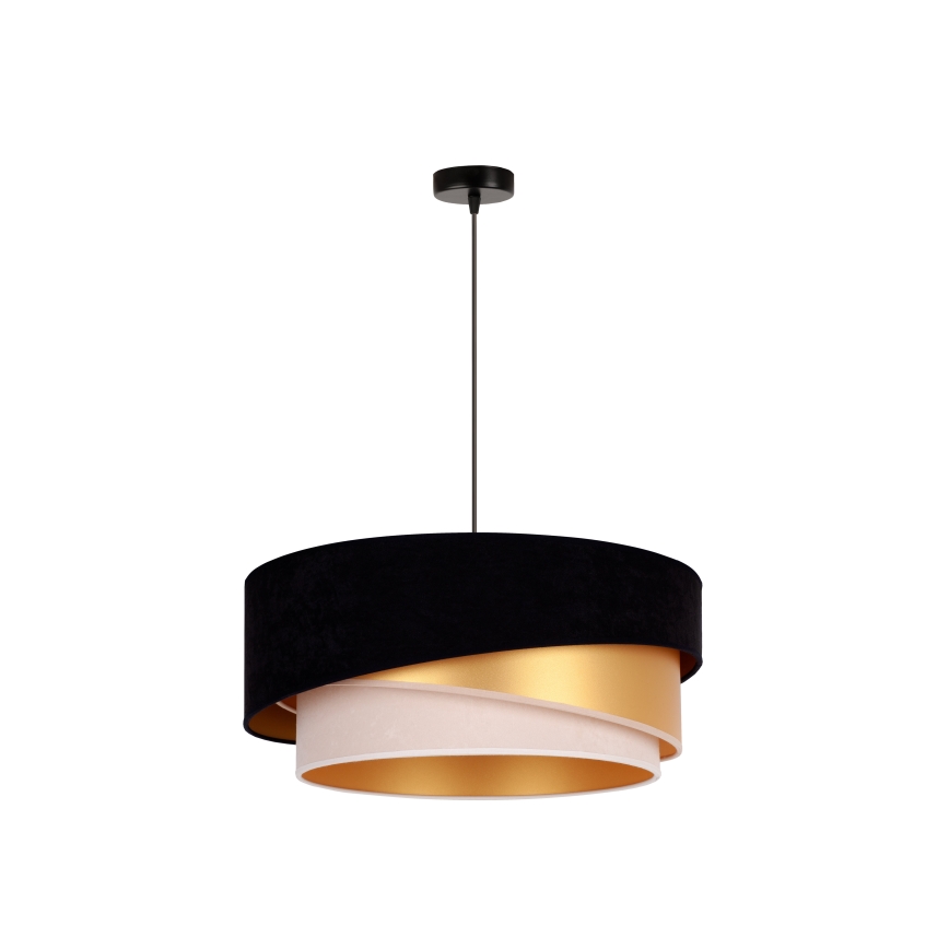 Duolla - Lustr na lanku KOBO 1xE27/15W/230V pr. 45 cm černá/zlatá/krémová