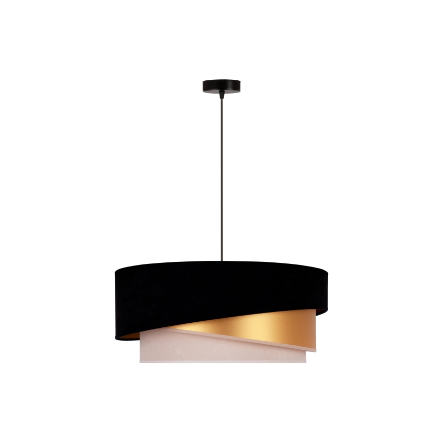 Duolla - Lustr na lanku KOBO 1xE27/15W/230V pr. 45 cm černá/zlatá/krémová