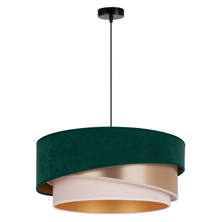 Duolla - Lustr na lanku KOBO 1xE27/15W/230V pr. 45 cm zelená/rosegold/krémová