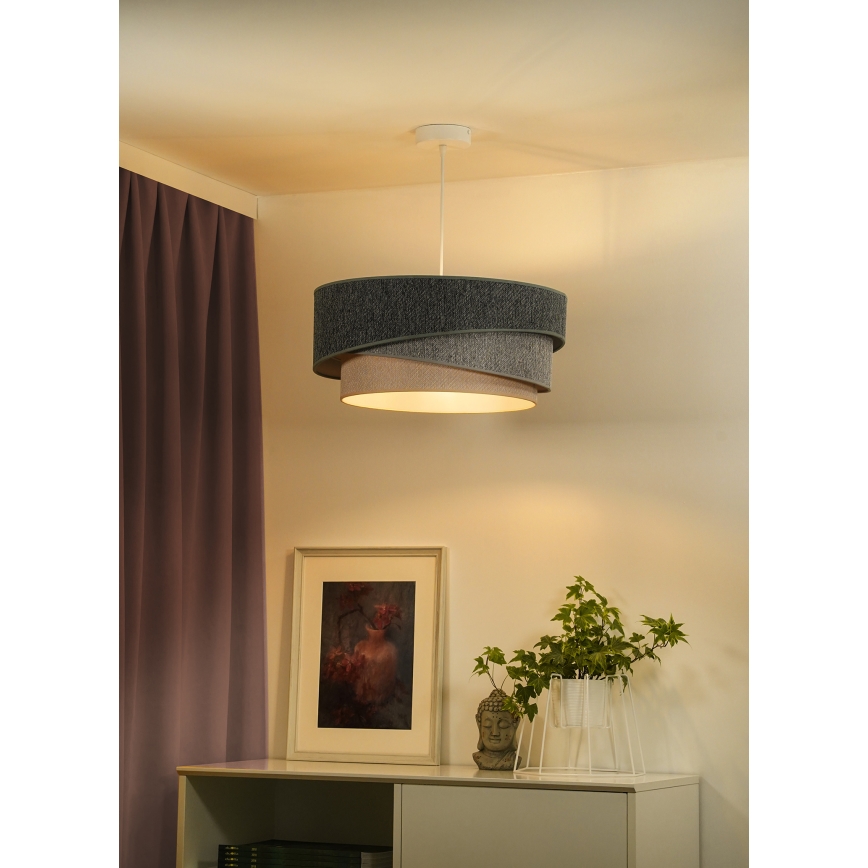 Duolla - Lustr na lanku KOBO ECO RECYCLING 1xE27/15W/230V pr. 45 cm zelená/šedá/krémová