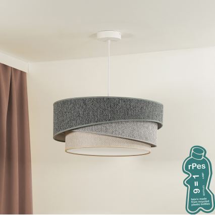 Duolla - Lustr na lanku KOBO ECO RECYCLING 1xE27/15W/230V pr. 45 cm zelená/šedá/krémová