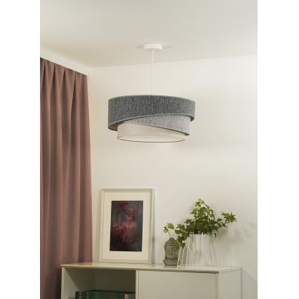 Duolla - Lustr na lanku KOBO ECO RECYCLING 1xE27/15W/230V pr. 45 cm zelená/šedá/krémová