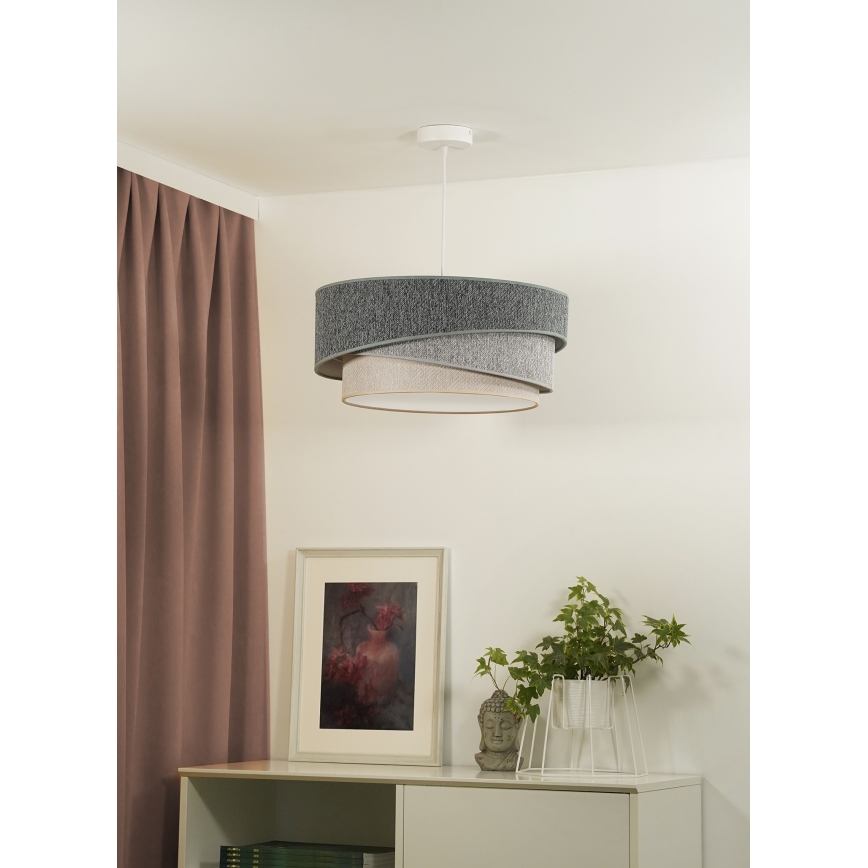 Duolla - Lustr na lanku KOBO ECO RECYCLING 1xE27/15W/230V pr. 45 cm zelená/šedá/krémová