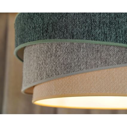 Duolla - Lustr na lanku KOBO ECO RECYCLING 1xE27/15W/230V pr. 45 cm zelená/šedá/krémová