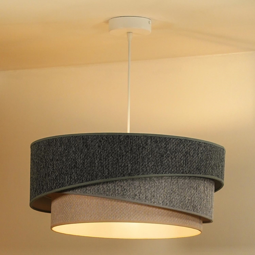 Duolla - Lustr na lanku KOBO ECO RECYCLING 1xE27/15W/230V pr. 45 cm zelená/šedá/krémová