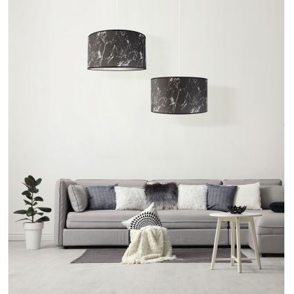 Duolla - Lustr na lanku MARBLE 1xE27/40W/230V pr. 45 cm černá/bílá