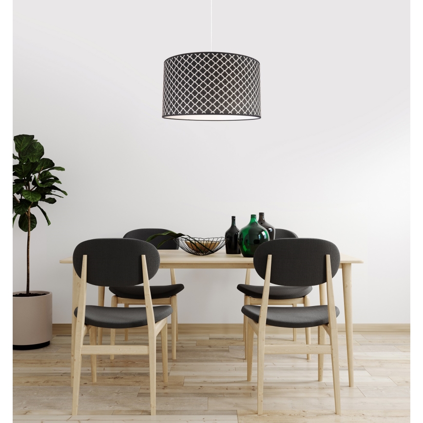 Duolla - Lustr na lanku MAROKO 1xE27/40W/230V pr. 45 cm černá/bílá