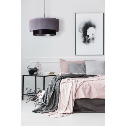 Duolla - Lustr na lanku NANTES 1xE27/15W/230V pr. 45 cm stříbrná/černá