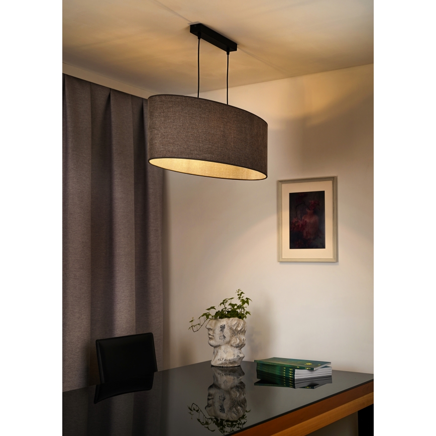 Duolla - Lustr na lanku OVAL 2xE27/15W/230V hnědá