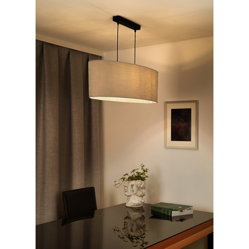 Duolla - Lustr na lanku OVAL 2xE27/15W/230V šedá