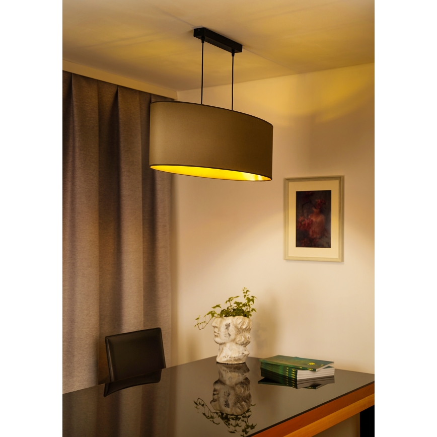 Duolla - Lustr na lanku OVAL VEGAN 2xE27/15W/230V béžová