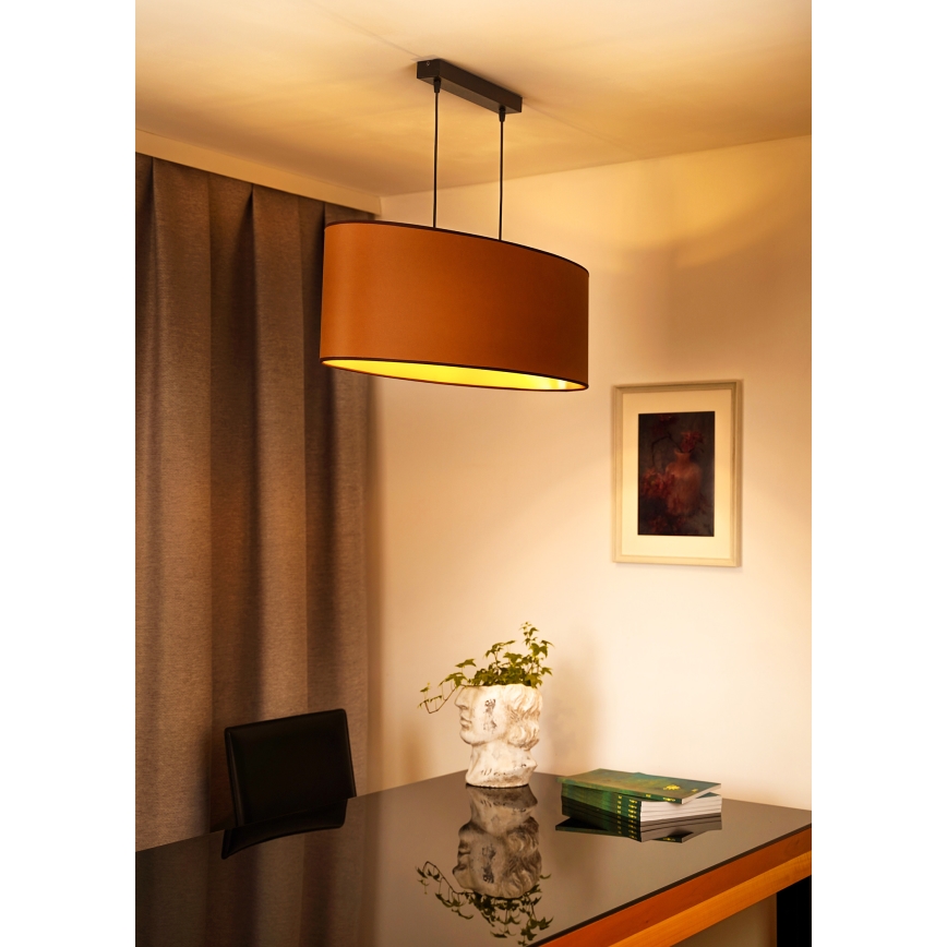 Duolla - Lustr na lanku OVAL VEGAN 2xE27/15W/230V hnědá