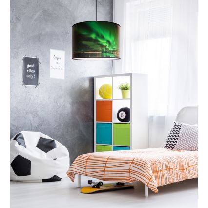 Duolla - Lustr na lanku PRINT L 1xE27/40W/230V pr. 45 cm zelená