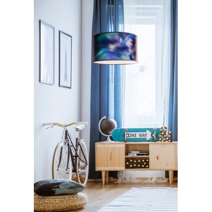 Duolla - Lustr na lanku PRINT M 1xE27/40W/230V pr. 35 cm modrá