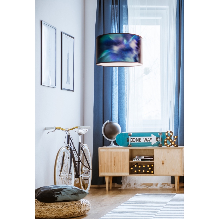 Duolla - Lustr na lanku PRINT M 1xE27/40W/230V pr. 35 cm modrá
