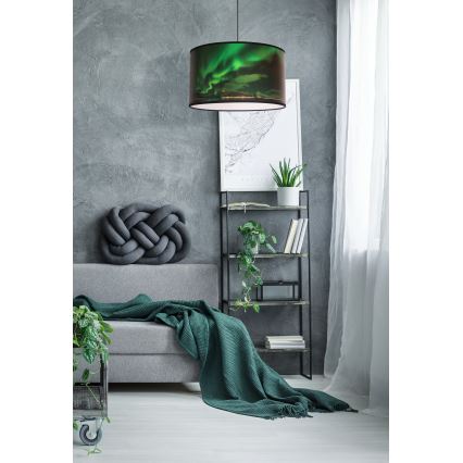 Duolla - Lustr na lanku PRINT M 1xE27/40W/230V pr. 35 cm zelená