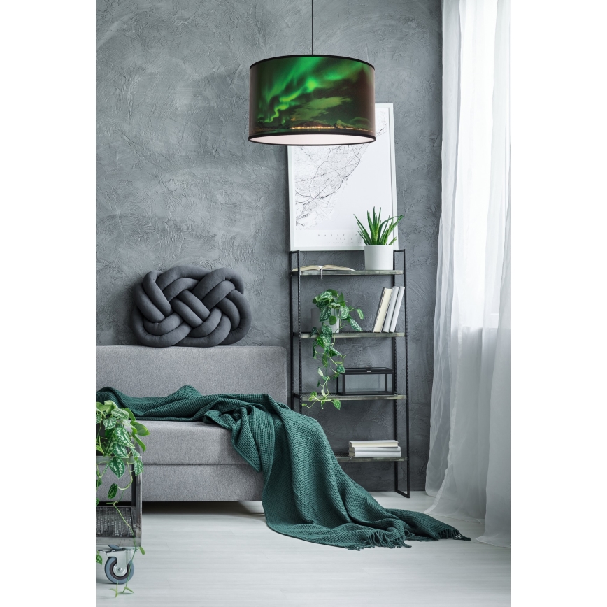 Duolla - Lustr na lanku PRINT M 1xE27/40W/230V pr. 35 cm zelená