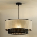 Duolla - Lustr na lanku RATTAN YUTE 1xE27/15W/230V pr. 45 cm krémová/černá