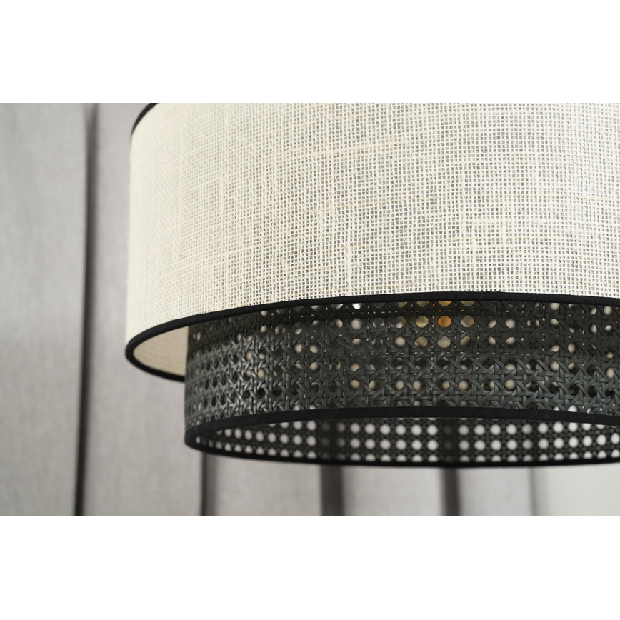 Duolla - Lustr na lanku RATTAN YUTE 1xE27/15W/230V pr. 45 cm krémová/černá