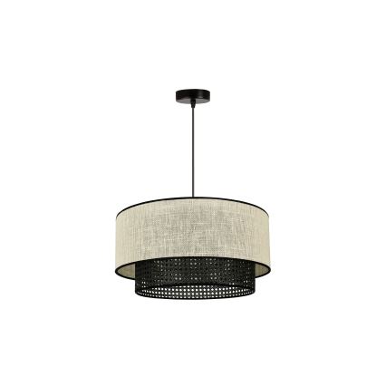 Duolla - Lustr na lanku RATTAN YUTE 1xE27/15W/230V pr. 45 cm krémová/černá