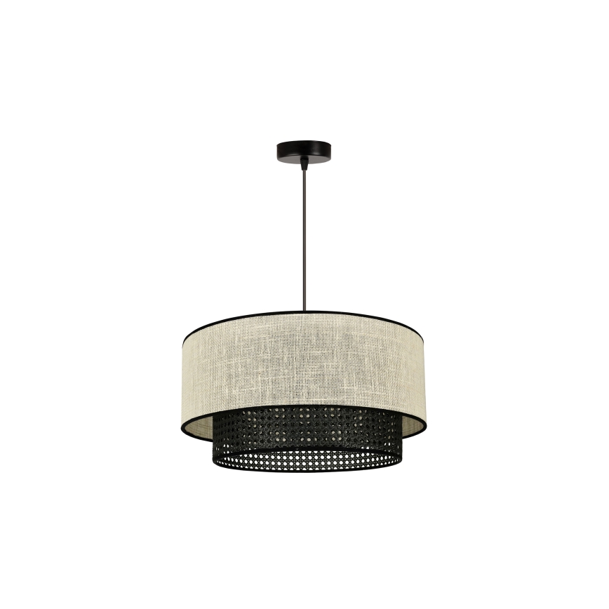 Duolla - Lustr na lanku RATTAN YUTE 1xE27/15W/230V pr. 45 cm krémová/černá
