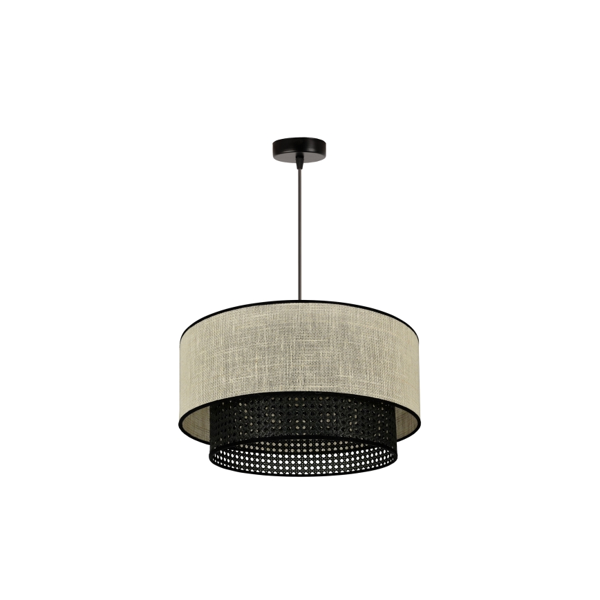 Duolla - Lustr na lanku RATTAN YUTE 1xE27/15W/230V pr. 45 cm krémová/černá
