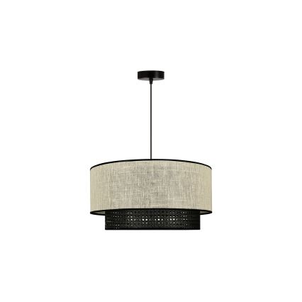 Duolla - Lustr na lanku RATTAN YUTE 1xE27/15W/230V pr. 45 cm krémová/černá